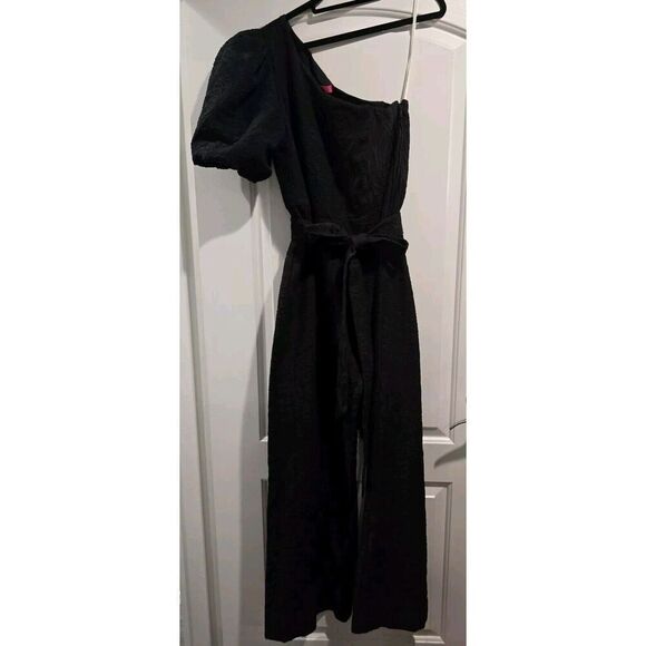 Lilly Pulitzer Brialyn One-Shoulder Jumpsuit 14 Onyx Black Jacquard $248 EUC‎ - Picture 9 of 16